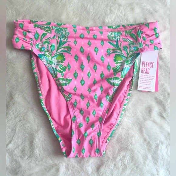 NWT Lilly Pulitzer High Waisted Clancy Bottom Pink Shandy Bikini Bottom - size 2 - Picture 4 of 9